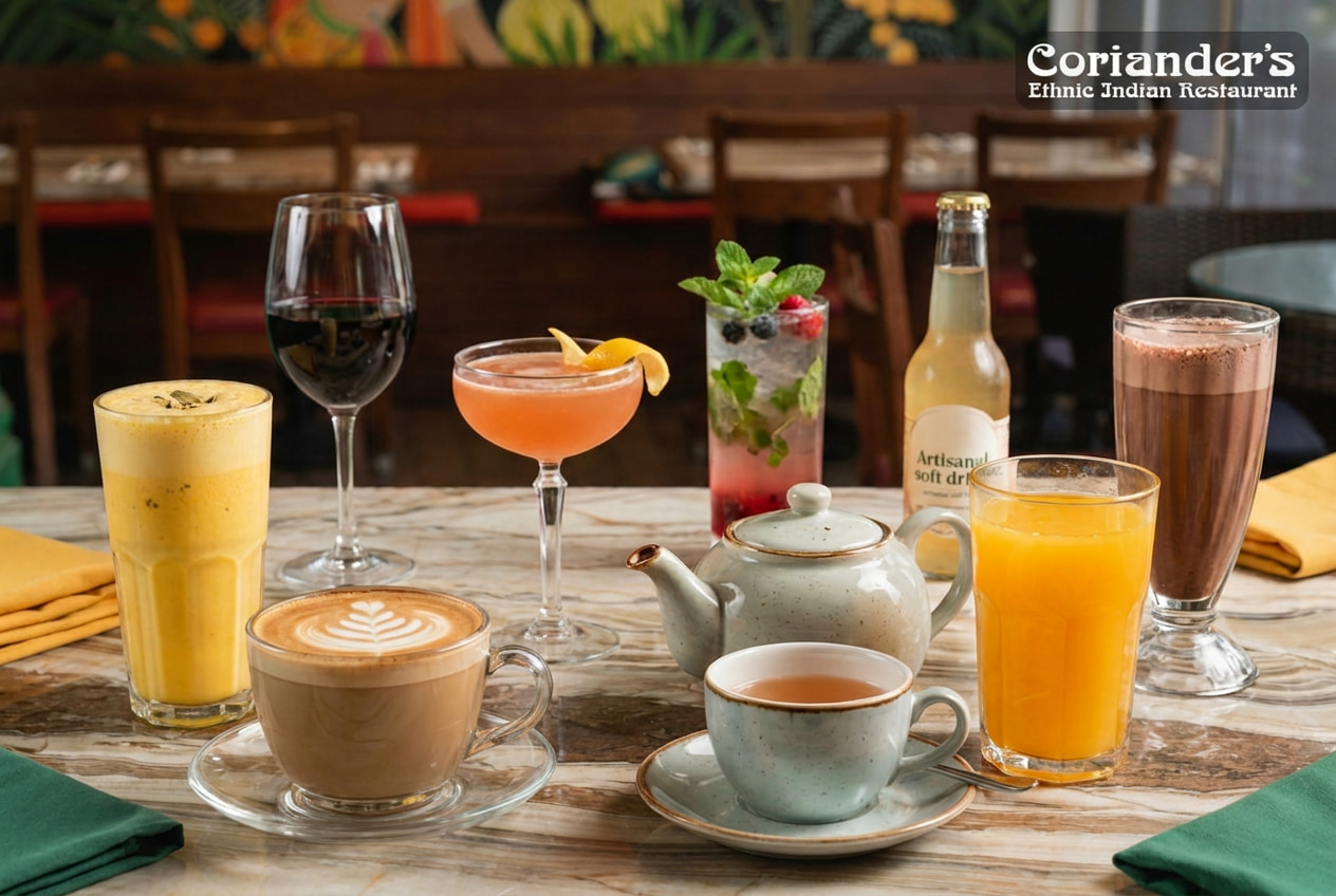 Coffee, wine and cocktails on the bar at Red Bridge